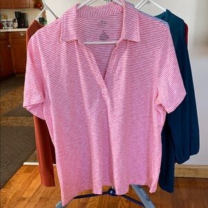 St John’s Bay Red/White Striped Polo Shirt